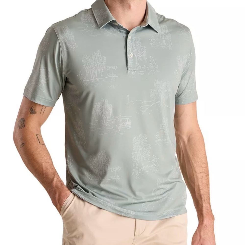 chubbies Men’s Sage Green Polo with Willow Golf Print